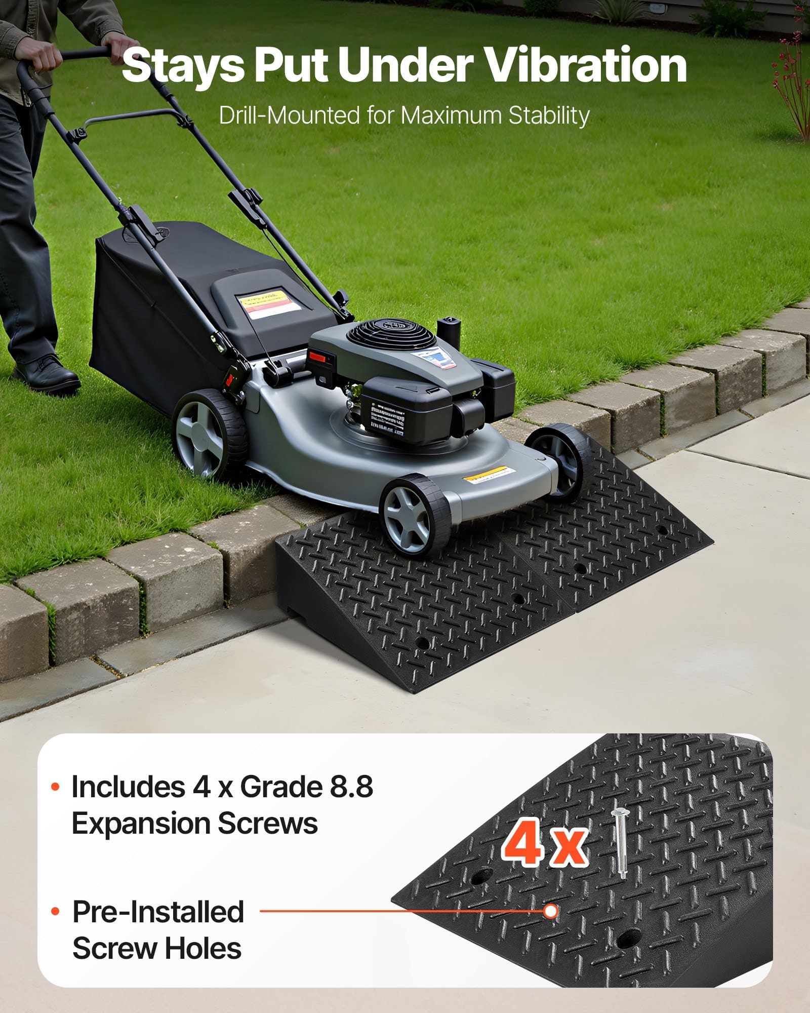 VEVOR 2-Pack Heavy Duty Driveway Curb Ramp, 3.2 Ton Load, 18 cm Rise, with Drainage for Cars, Wheelchairs, Strollers & More — изображение 5