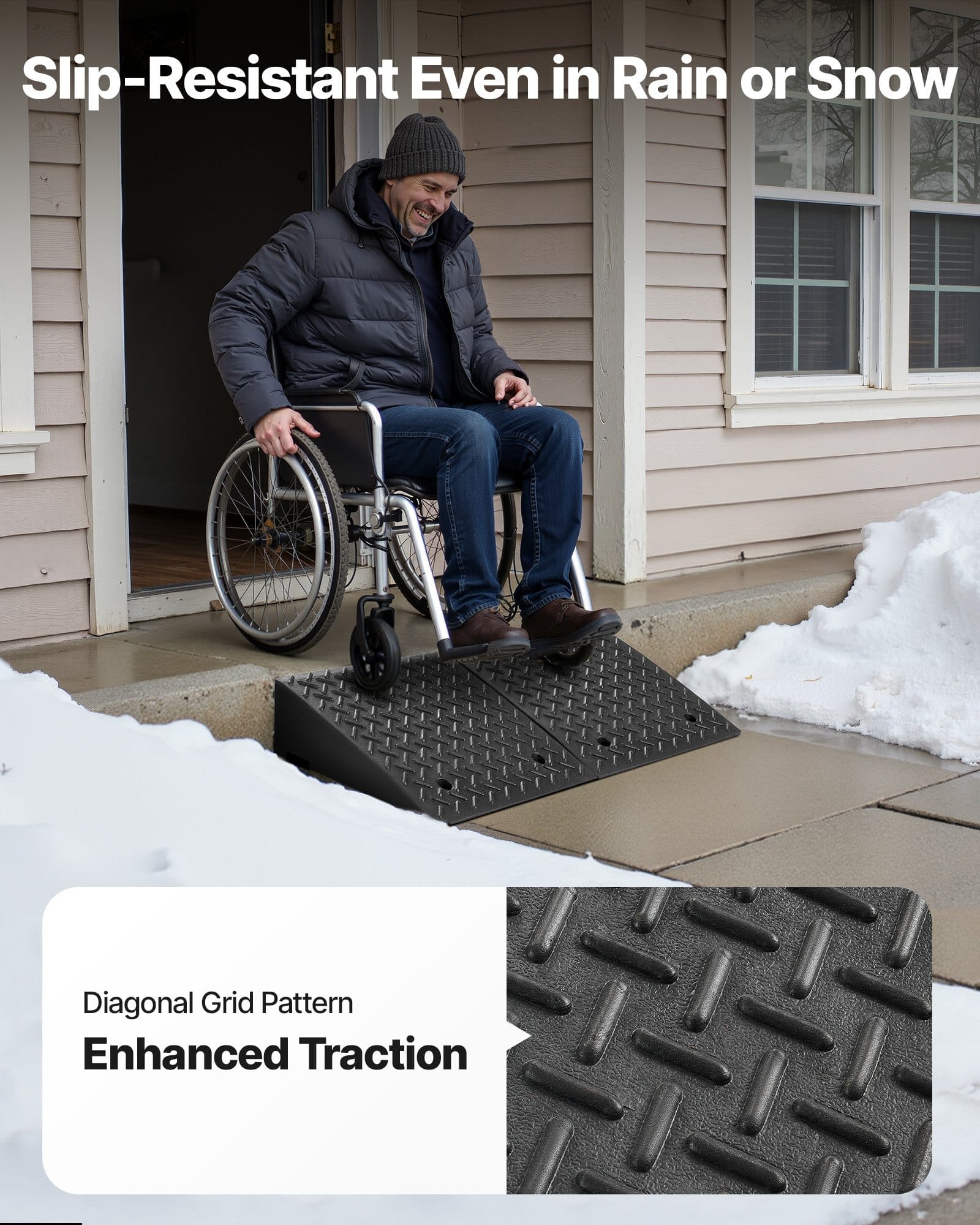 VEVOR 2-Pack Heavy Duty Driveway Curb Ramp, 3.2 Ton Load, 18 cm Rise, with Drainage for Cars, Wheelchairs, Strollers & More — изображение 6