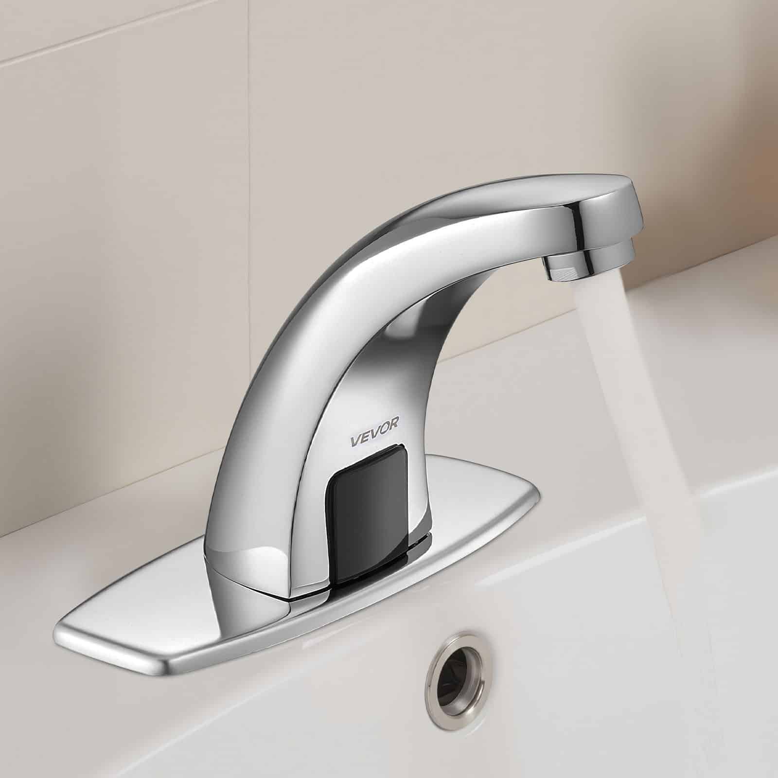 VEVOR Touchless Bathroom Faucet Chrome, Automatic Sensor, Hot/Cold Water, Battery Operated, Fits Ø9.5mm Pipe, Commercial Use - Зображення 8