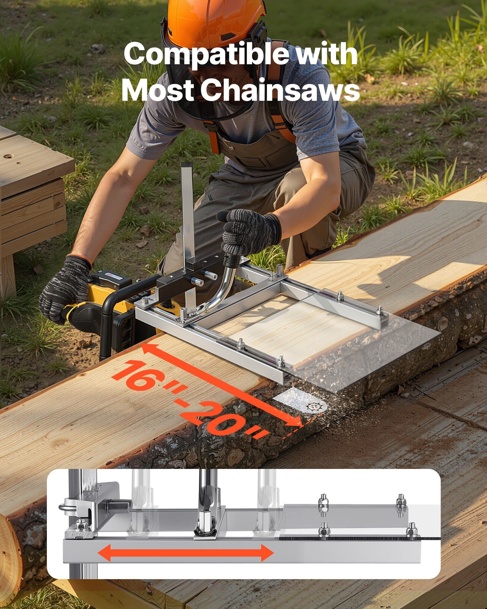 VEVOR Portable Chainsaw Mill Kit, Fits 41–51 cm Bars, Adjustable 0.5–30 cm Cutting Thickness, Durable Sawmill for Woodworkers — изображение 2