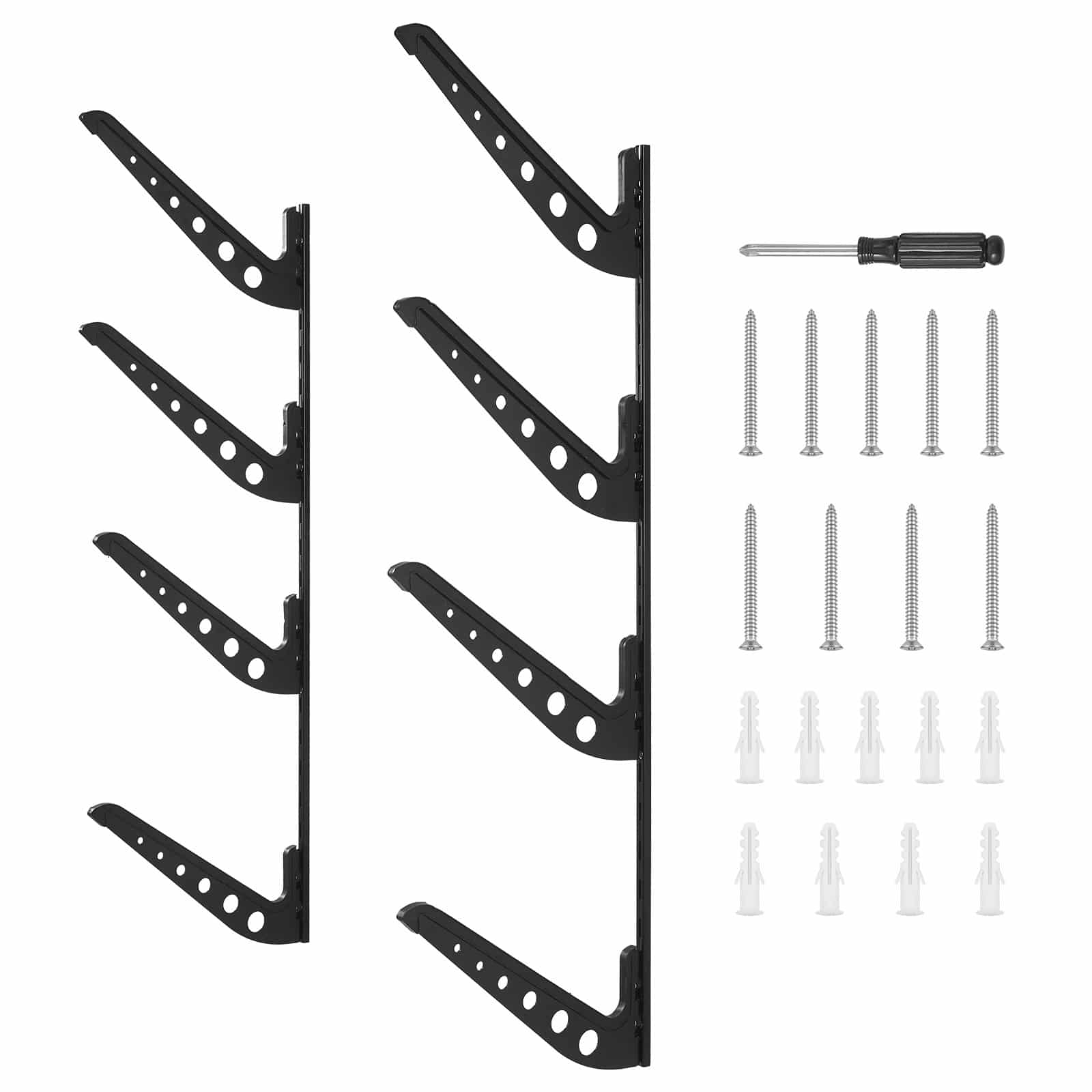 VEVOR 4-Tier Wall-Mounted Surfboard Rack, Adjustable Metal Storage for Surfboards, Skis, Snowboards & Skateboards, 45.3 kg Load - Image 9