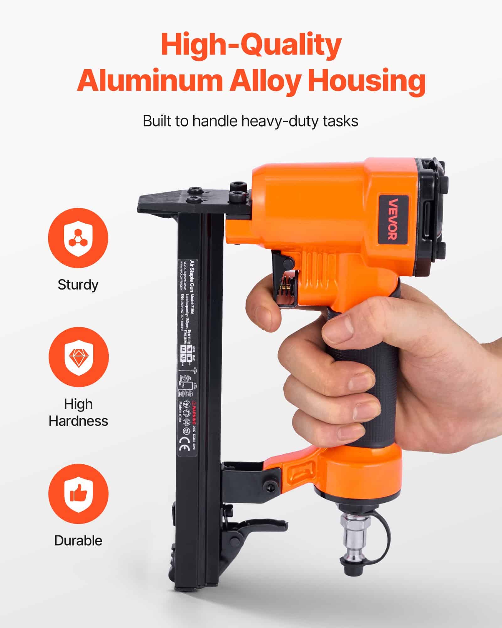 VEVOR 22 Gauge Pneumatic Staple Gun for 71 Series, 9.1mm Crown, 4–16mm Staples, 70–110 PSI, Upholstery & Woodworking Tool — attēls 5
