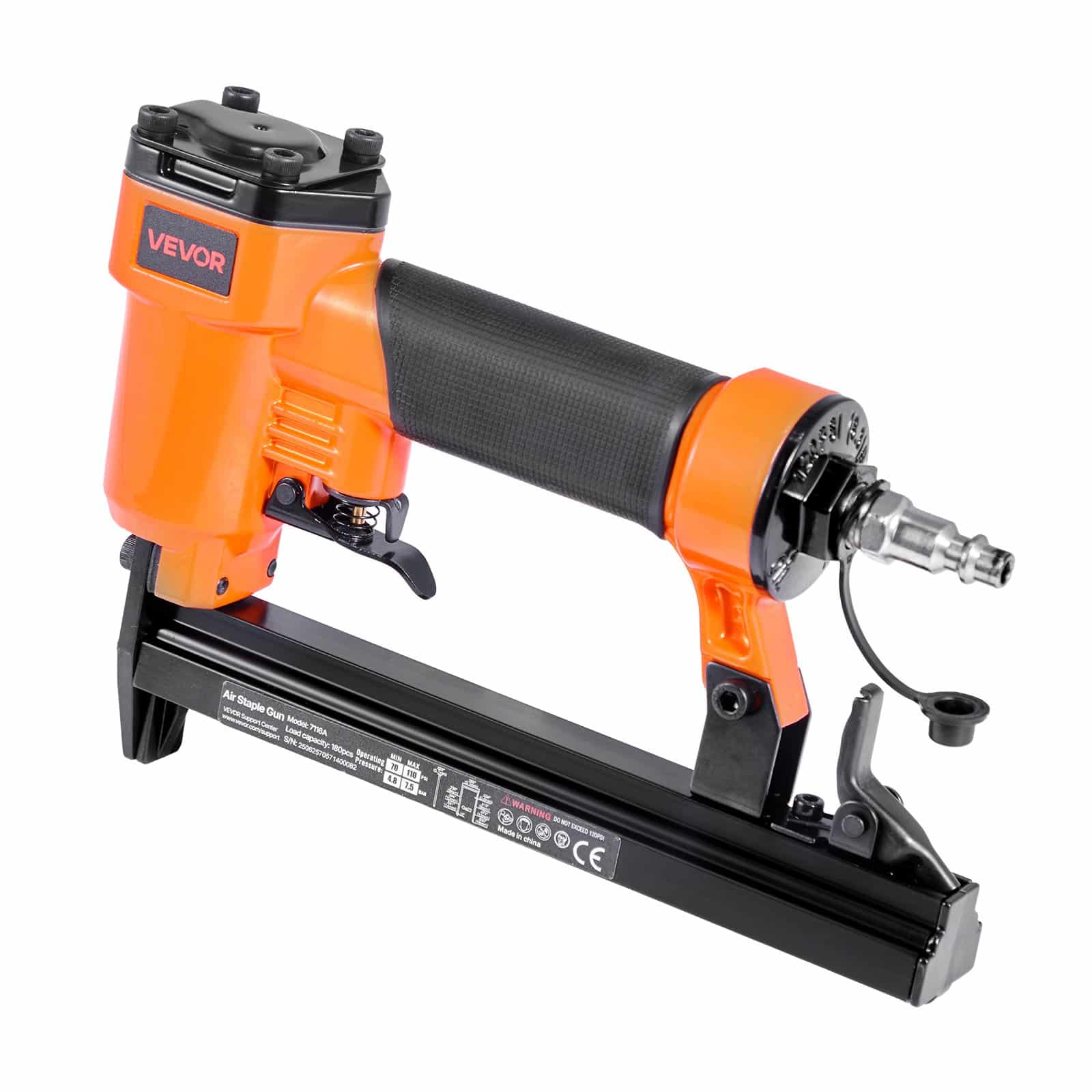 VEVOR 22 Gauge Pneumatic Staple Gun for 71 Series, 9.1mm Crown, 4–16mm Staples, 70–110 PSI, Upholstery & Woodworking Tool — attēls 12