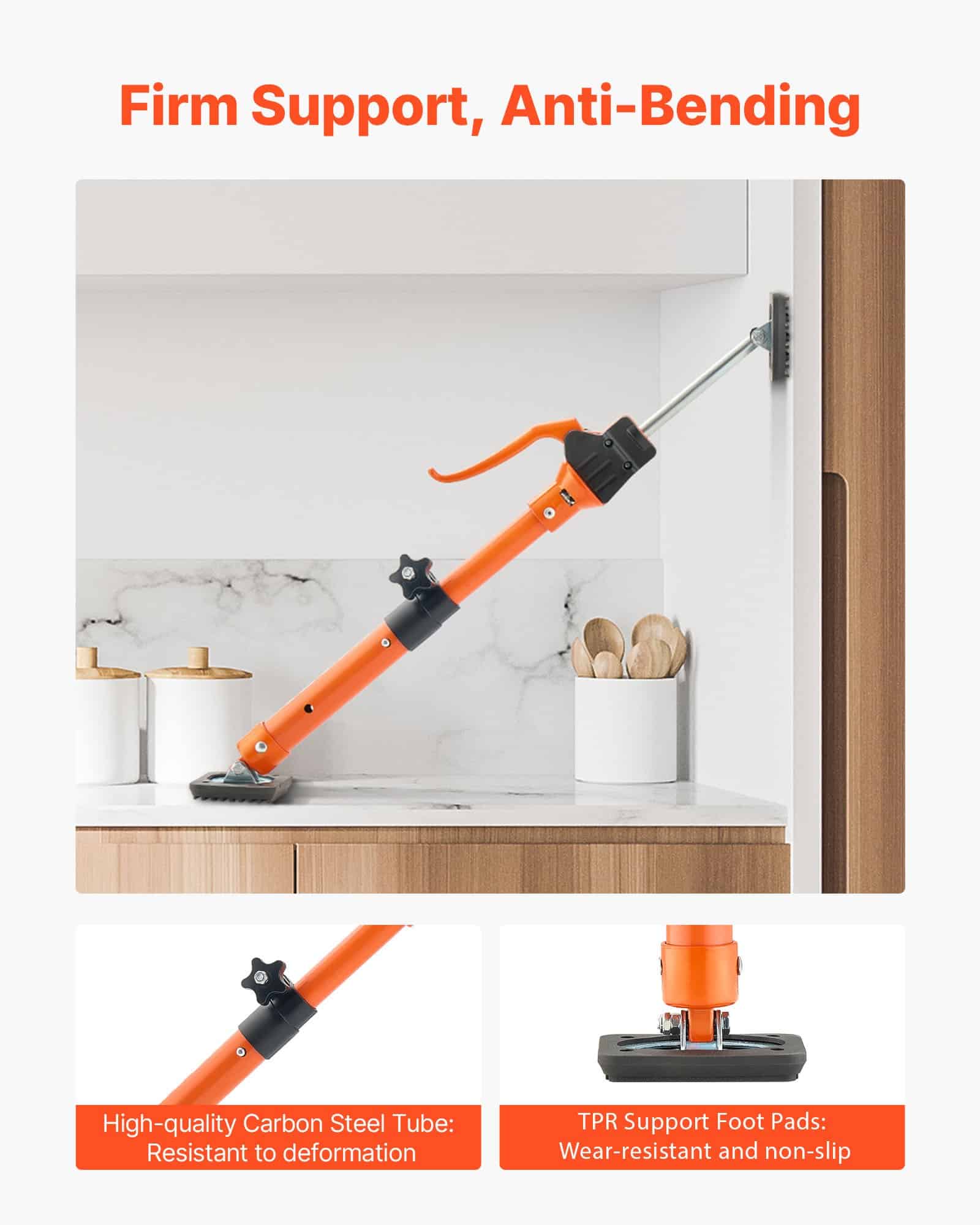 VEVOR Adjustable Cabinet Jack Support Poles 2-Pack, 40–60 cm Telescopic Steel Rods, 100 kg Load for Drywall & Cabinet Install - Image 6