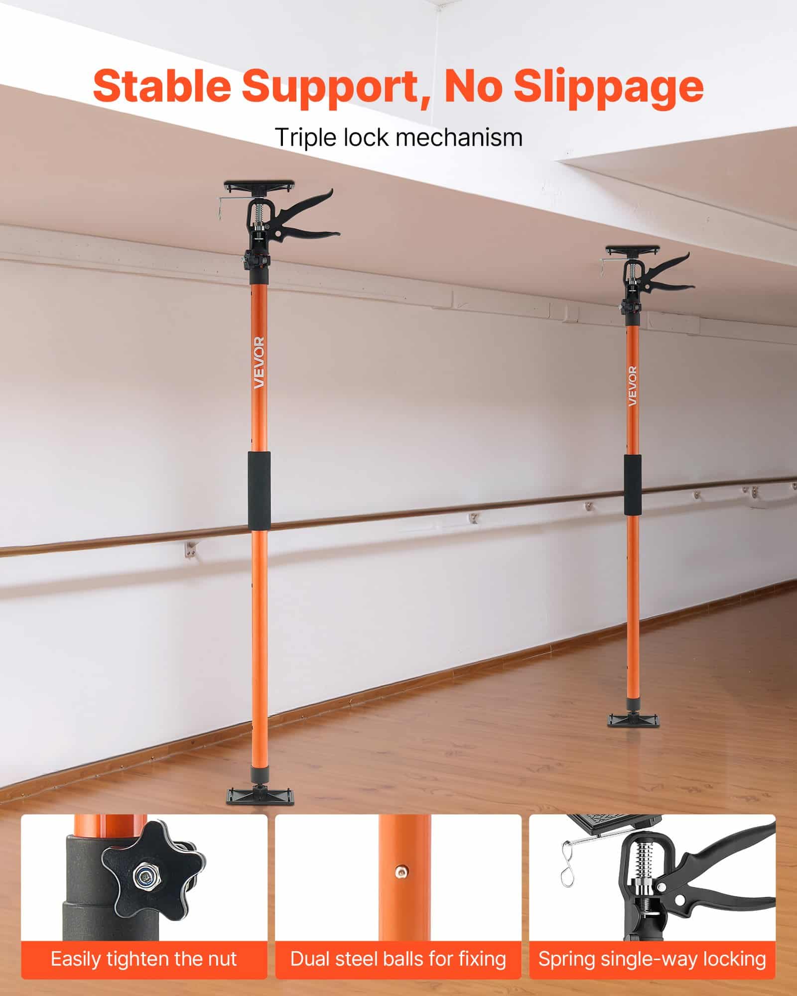 VEVOR 8-Pack Telescopic Cabinet Support Poles, 116–290 cm, 70 kg Load, Adjustable Jack for Cabinets, Drywall & Cargo - Image 5