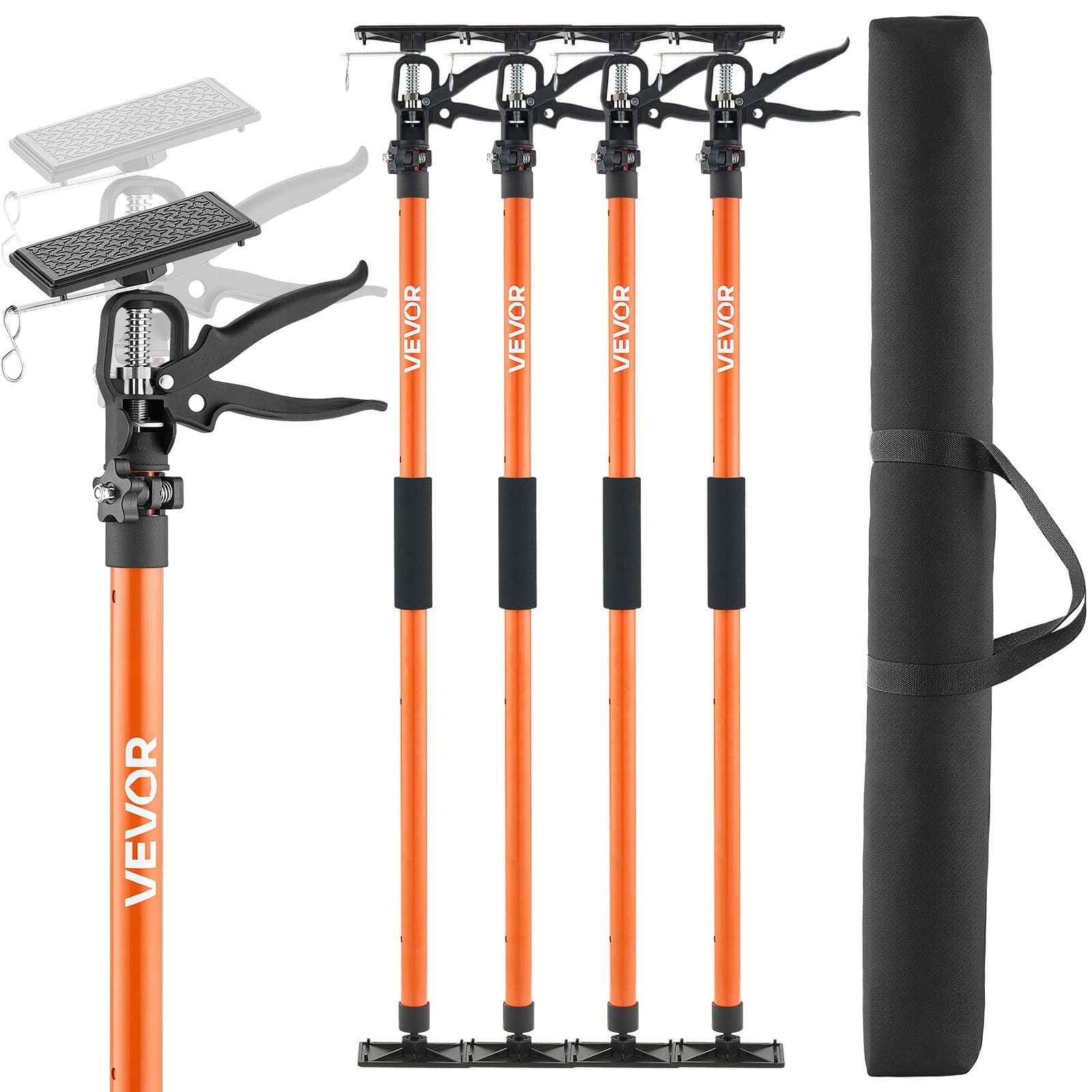 VEVOR 4-Pack Adjustable Cabinet Support Poles, 116–290 cm Steel Telescopic Jacks, 70 kg Load, for Drywall & Cabinets Install