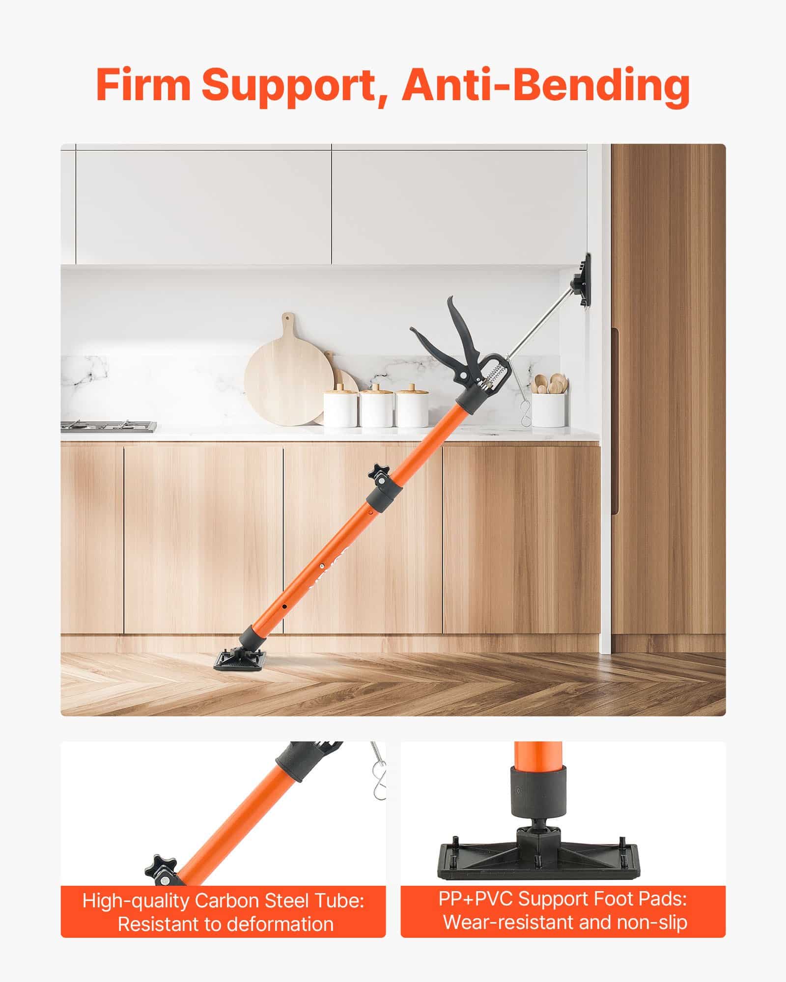 VEVOR Adjustable Cabinet Jack Support Poles 2-Pack, 54–155 cm, 70 kg Load, Telescopic Rods for Cabinets & Drywall Installation - Image 6