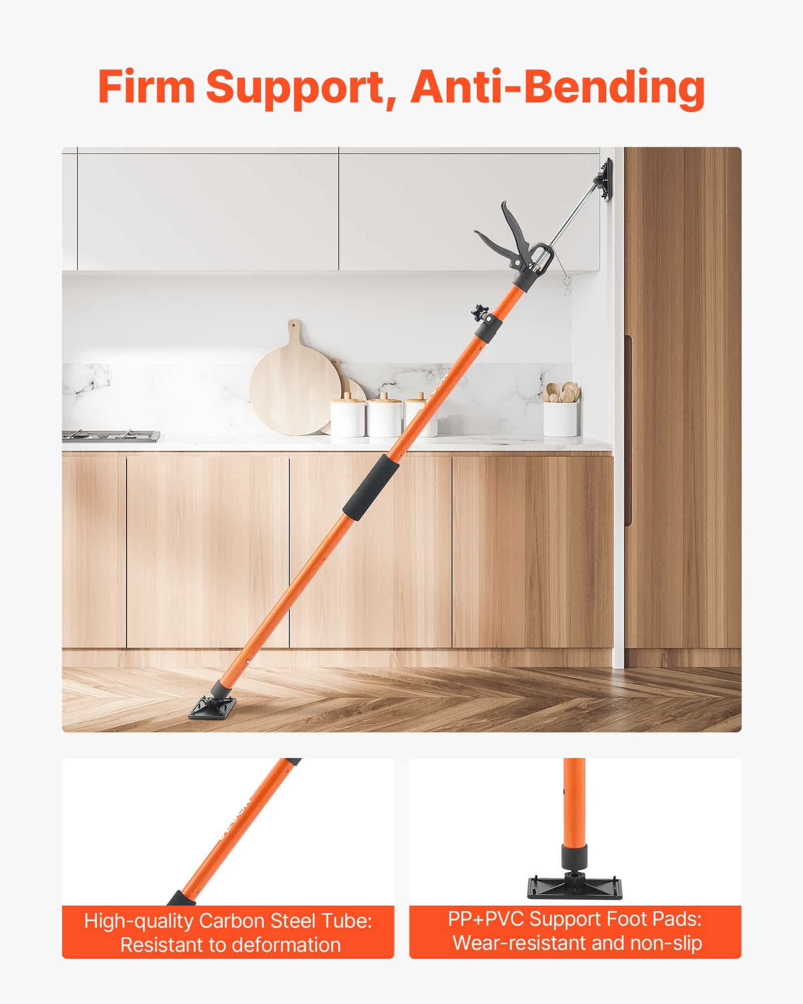 VEVOR Adjustable Cabinet Jack Support Poles 2-Pack, 116–290 cm, 70 kg Load, Telescopic Rods for Drywall & Cabinet Installation - Image 6