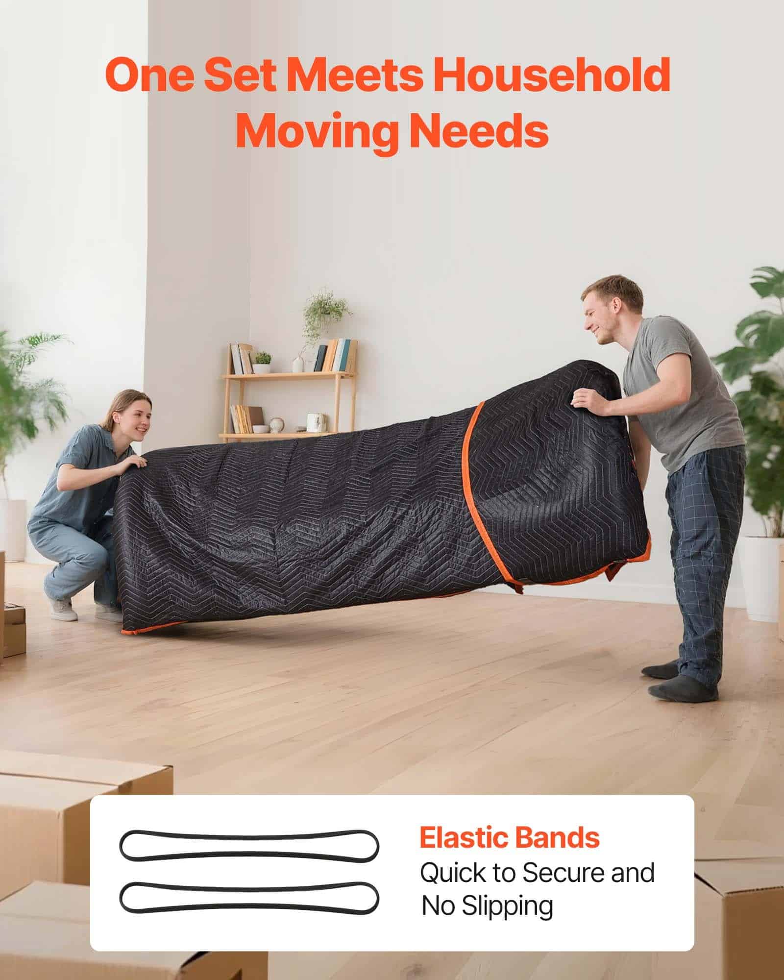 VEVOR 6 Moving Blankets Set, 2032 x 1829 mm, Heavy-Duty Cotton-Padded Nonwoven Covers for Furniture Protection & Shipping — Attēls 4