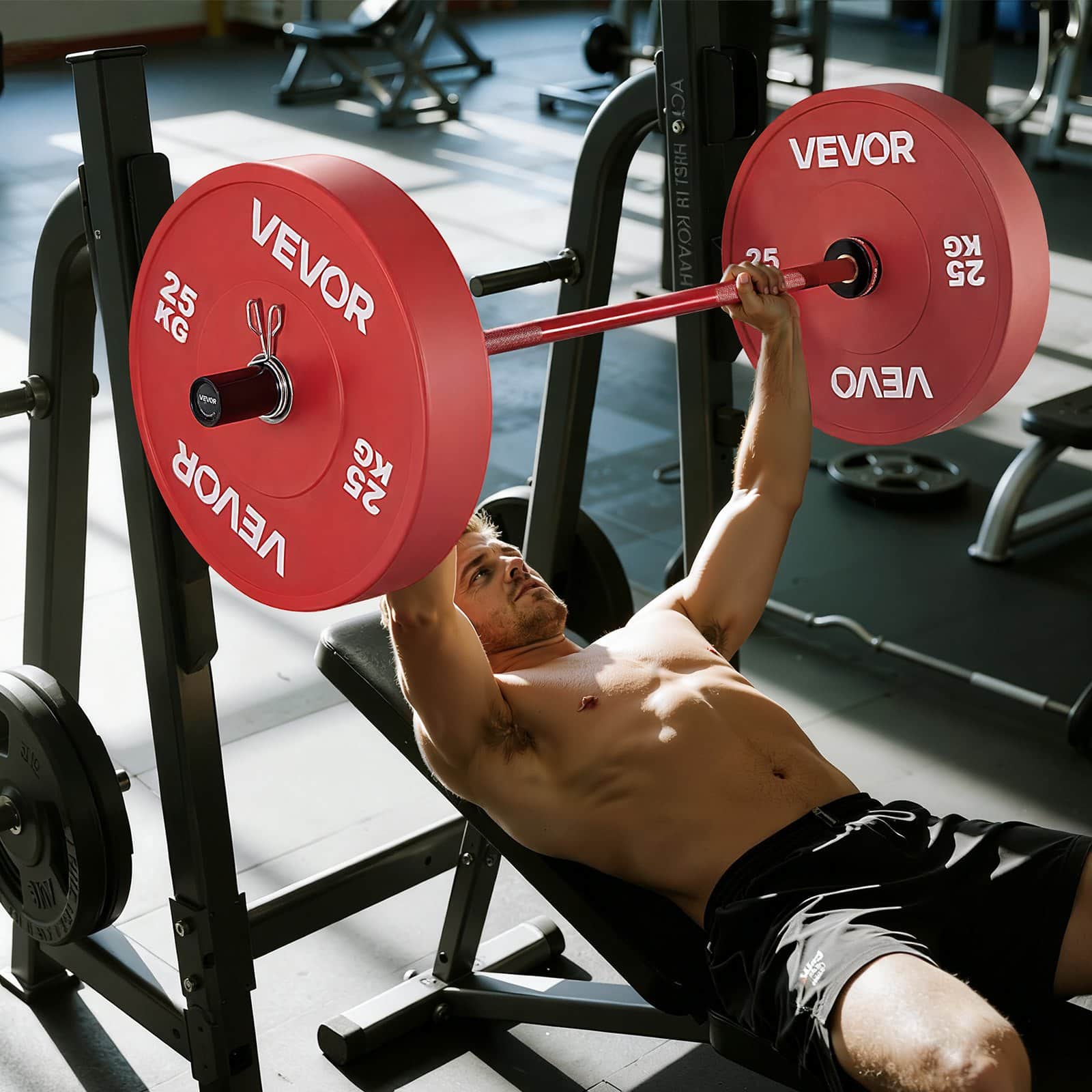 VEVOR 120cm Barbell Bar for 50mm Plates, 226kg Capacity, Knurled Grip, Bearings, Strength & Powerlifting Training - Pilt 8