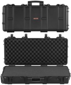VEVOR 97.8 cm Hard Rifle Case with Wheels, IP67 Waterproof, Lockable TSA Gun Case with 4-Layer Pre-cut Foam for Rifles & Shotguns, Black