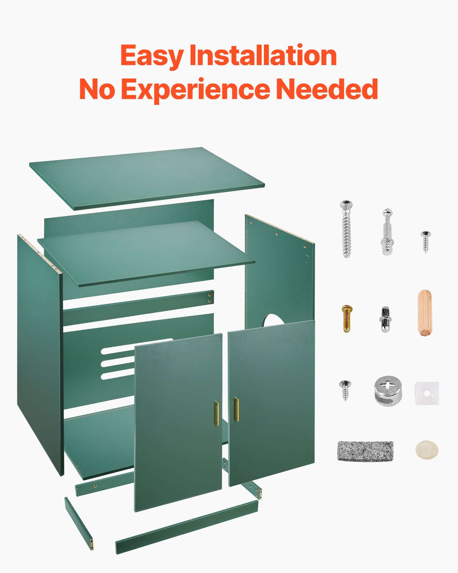 VEVOR 80 cm Wooden Cat Litter Box Enclosure, Hidden Kitty Washroom Cabinet with Vent Holes & Double Doors, Side Table Furniture - Image 5