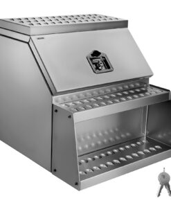 VEVOR Alumīnija Puskravas Auto Solis Rīku Kaste 610x695x645 mm, Ūdensizturīga Sānu Uzglabāšana ar Slēdzeni, 200 kg Ietilpība