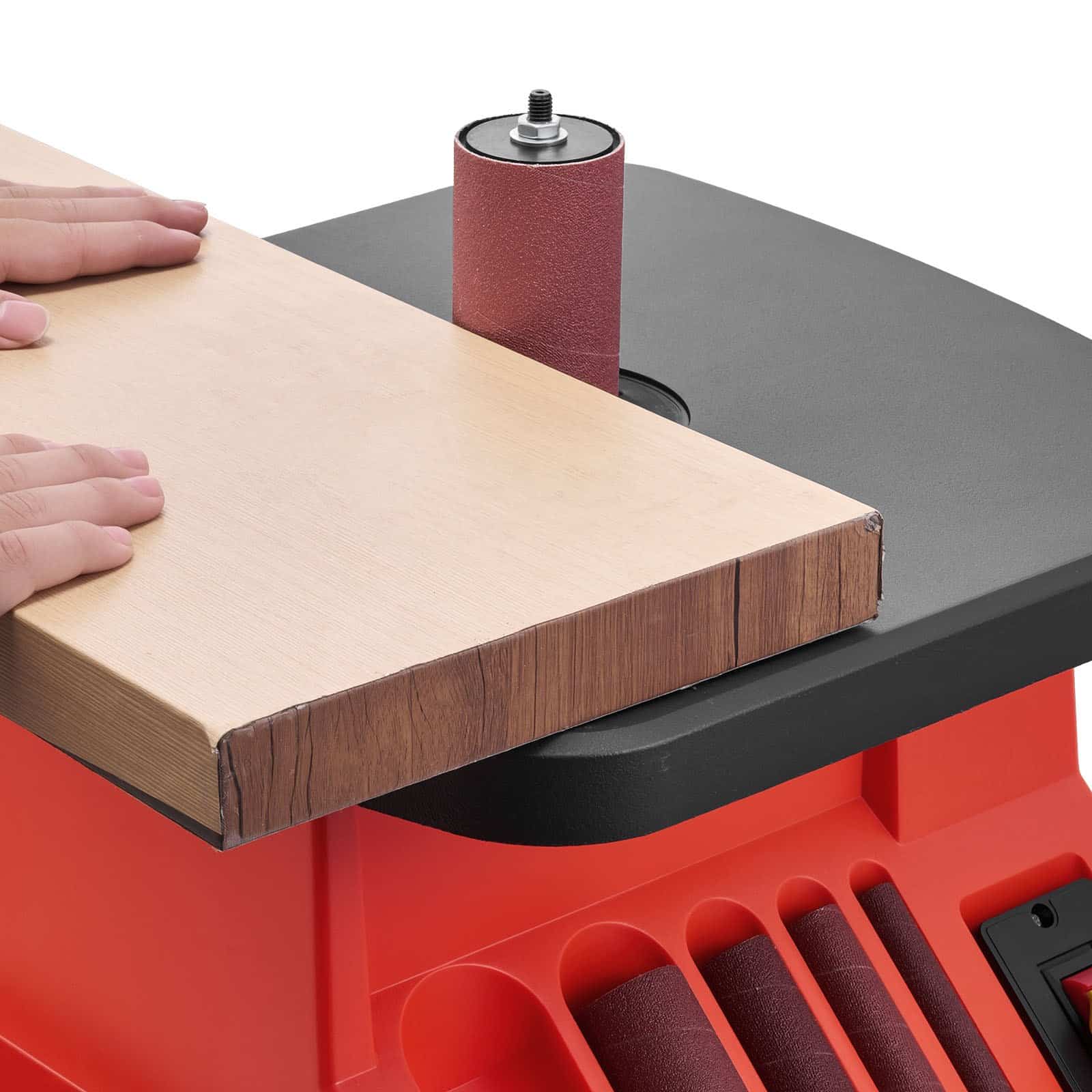 VEVOR Oscillating Spindle Sander 2000RPM with 6 Sleeves (12.7–76.2mm), 16mm Stroke, Cast Iron Table 397x295mm for Woodworking — attēls 12