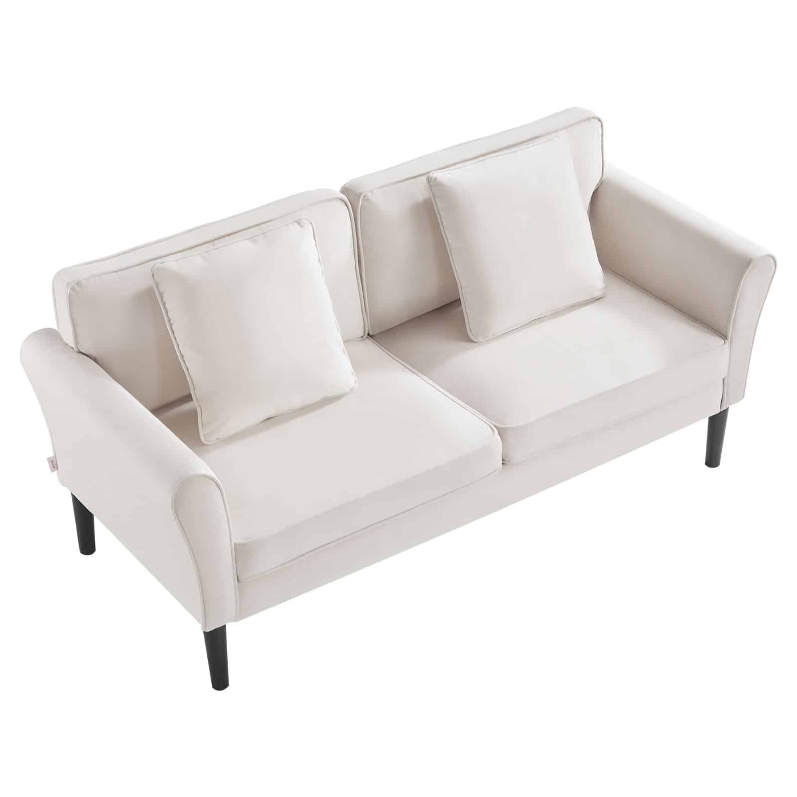 VEVOR 176 cm Velvet Loveseat Sofa for Living Room, 2-Seater Couch with Soft Cushions, Sturdy Frame, White - Зображення 11