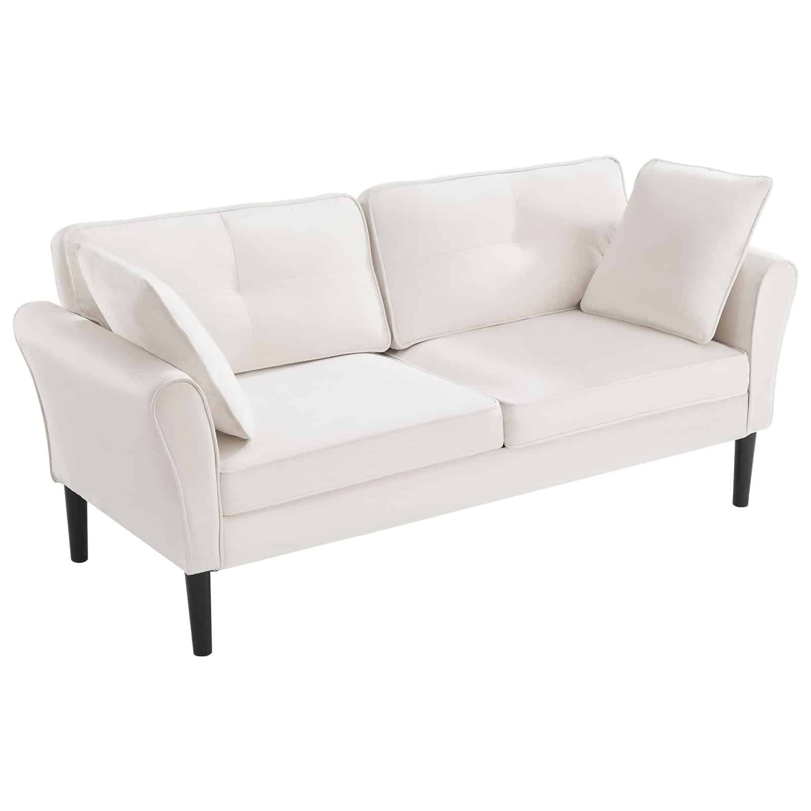 VEVOR 176 cm Velvet Loveseat Sofa for Living Room, 2-Seater Couch with Soft Cushions, Sturdy Frame, White - Зображення 12