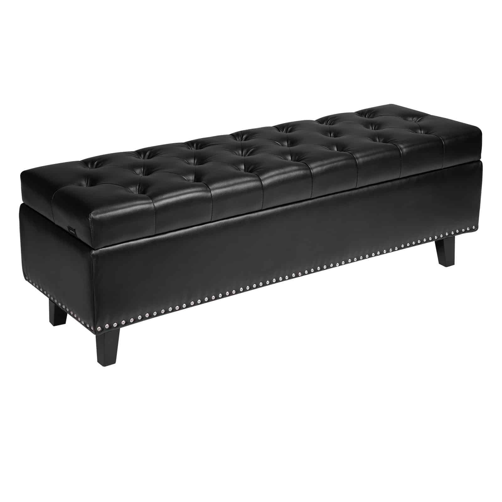 VEVOR Black PU Leather Storage Ottoman Bench with Solid Wood Legs, 1305 mm Wide, Soft Cushion, Entryway & Bedroom Seating - Image 10