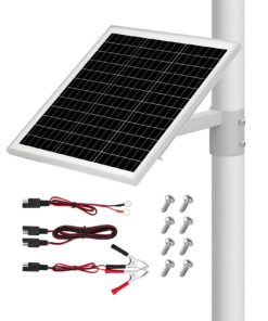 Зарядний пристрій для сонячної батареї VEVOR 20W 12V з контролером і кріпленням на стовпі, водонепроникний IP65, підходить для полюсів 40 schav68mm, для використання на відкритому повітрі