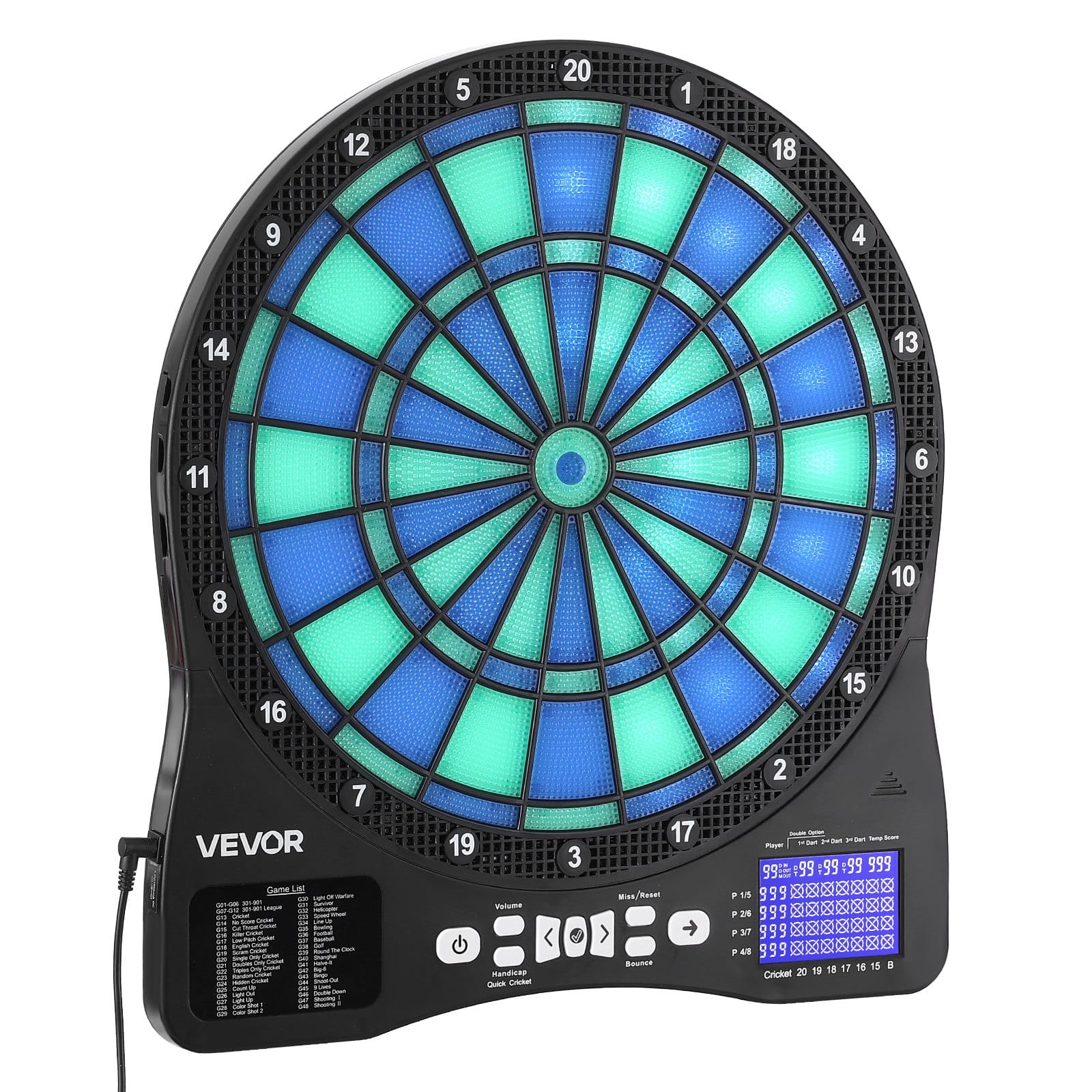 VEVOR Electronic Dartboard with LED Target, 48 Games & 500+ Modes, LCD Score Display, 6 Darts, 50 Tips, for 8 Players - Image 10