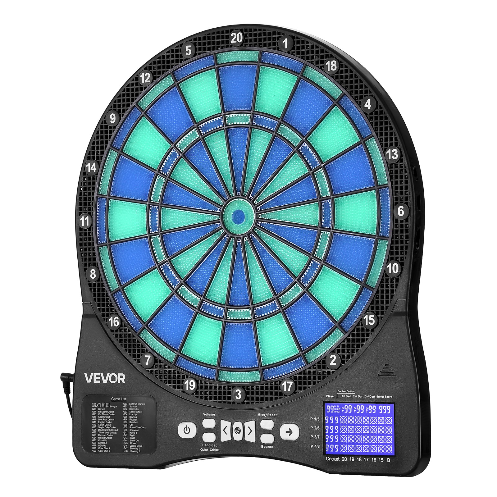 VEVOR Electronic Dartboard with LED Target, 48 Games & 500+ Modes, LCD Score Display, 6 Darts, 50 Tips, for 8 Players - Image 11