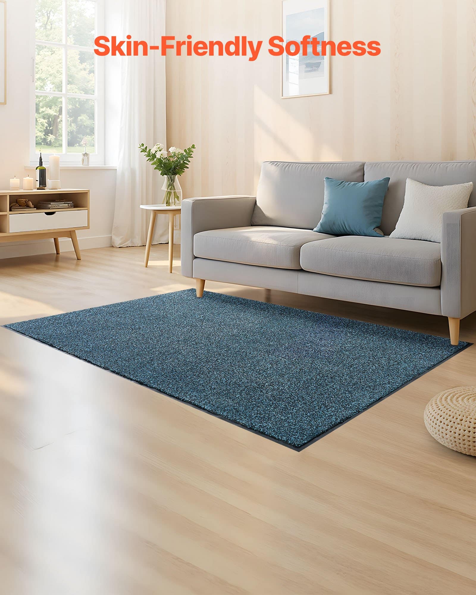 VEVOR Heavy Duty PVC Backed Front Door Mat 1829x1219mm, Indoor/Outdoor Washable Entry Rug, Slate Blue Commercial Carpet - Image 3