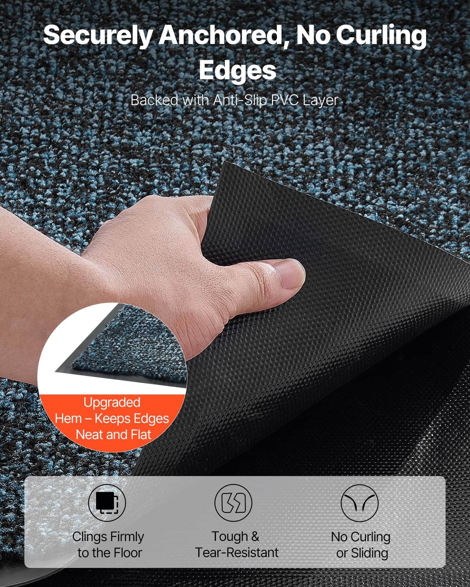 VEVOR Heavy Duty PVC Backed Front Door Mat 1829x1219mm, Indoor/Outdoor Washable Entry Rug, Slate Blue Commercial Carpet - Image 5
