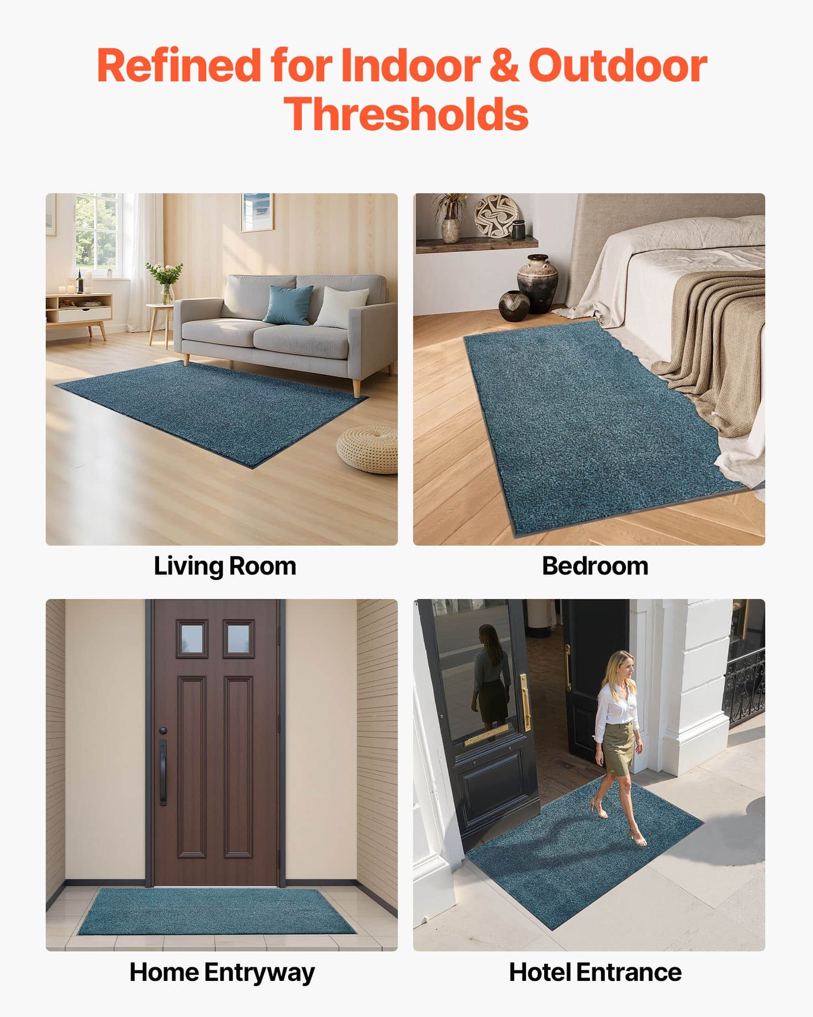 VEVOR Heavy Duty PVC Backed Front Door Mat 1829x1219mm, Indoor/Outdoor Washable Entry Rug, Slate Blue Commercial Carpet - Image 7