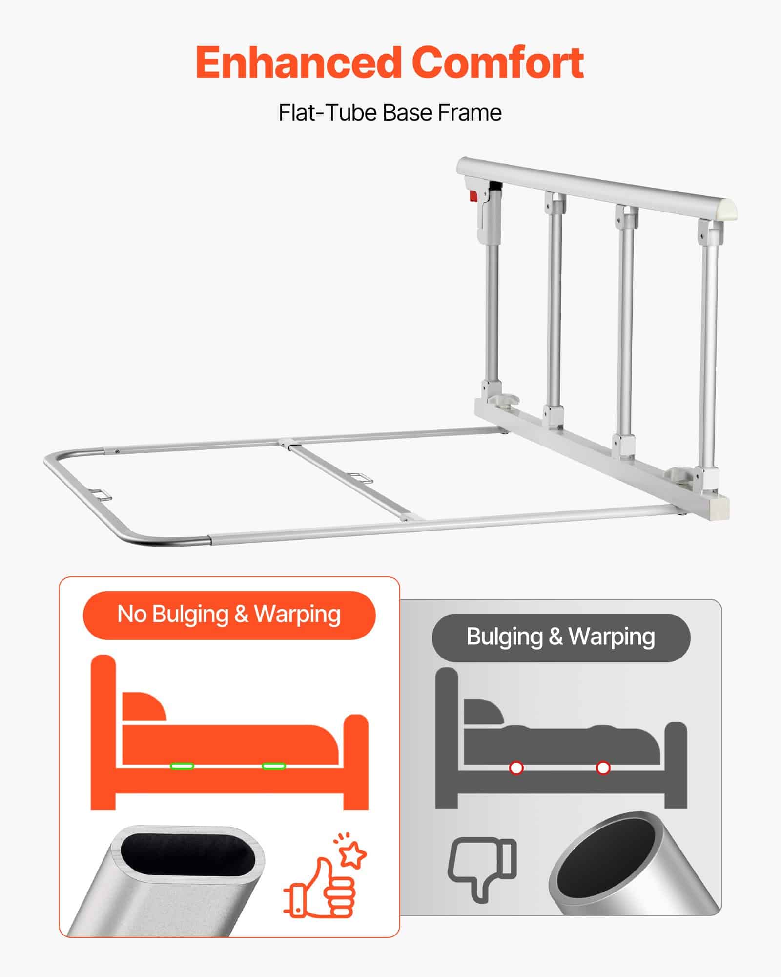 VEVOR Foldable Bed Rail for Elderly, 97 cm Adjustable Safety Bedside Assist Bar, Metal Hand Guard for Double to King Beds - Зображення 4