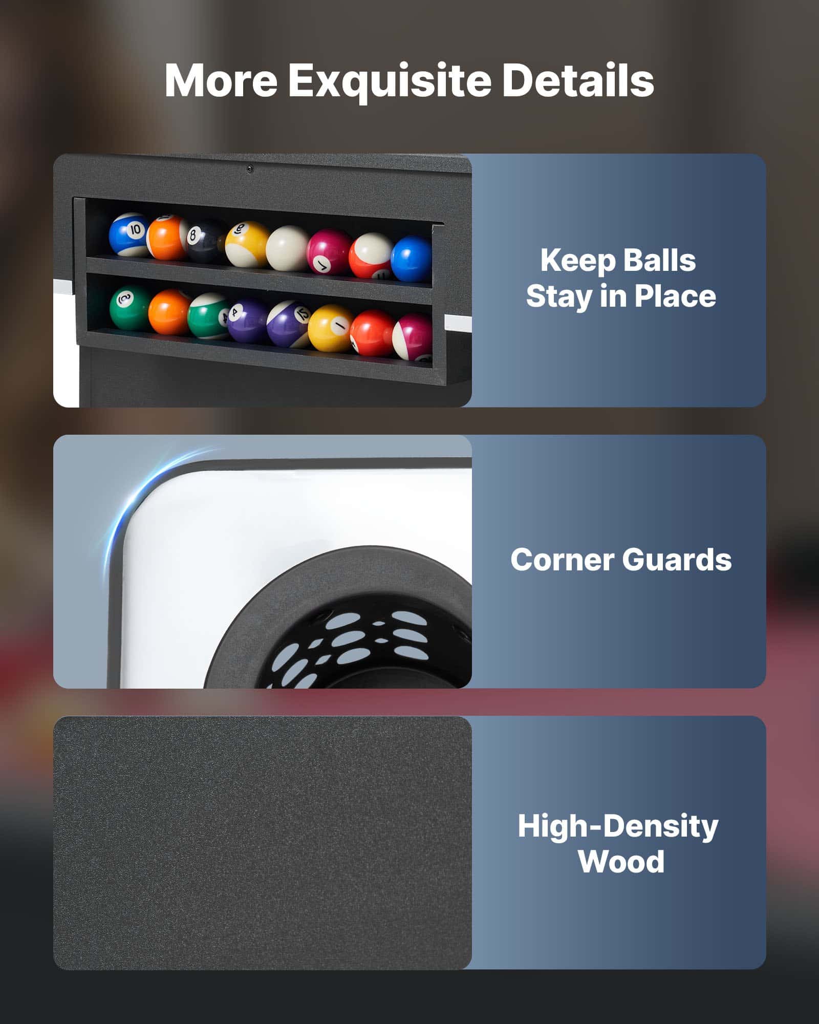 VEVOR 183cm Portable Pool Table Set – Adjustable Legs, Full Accessories, Black with Red Felt for Family & Game Room — изображение 4