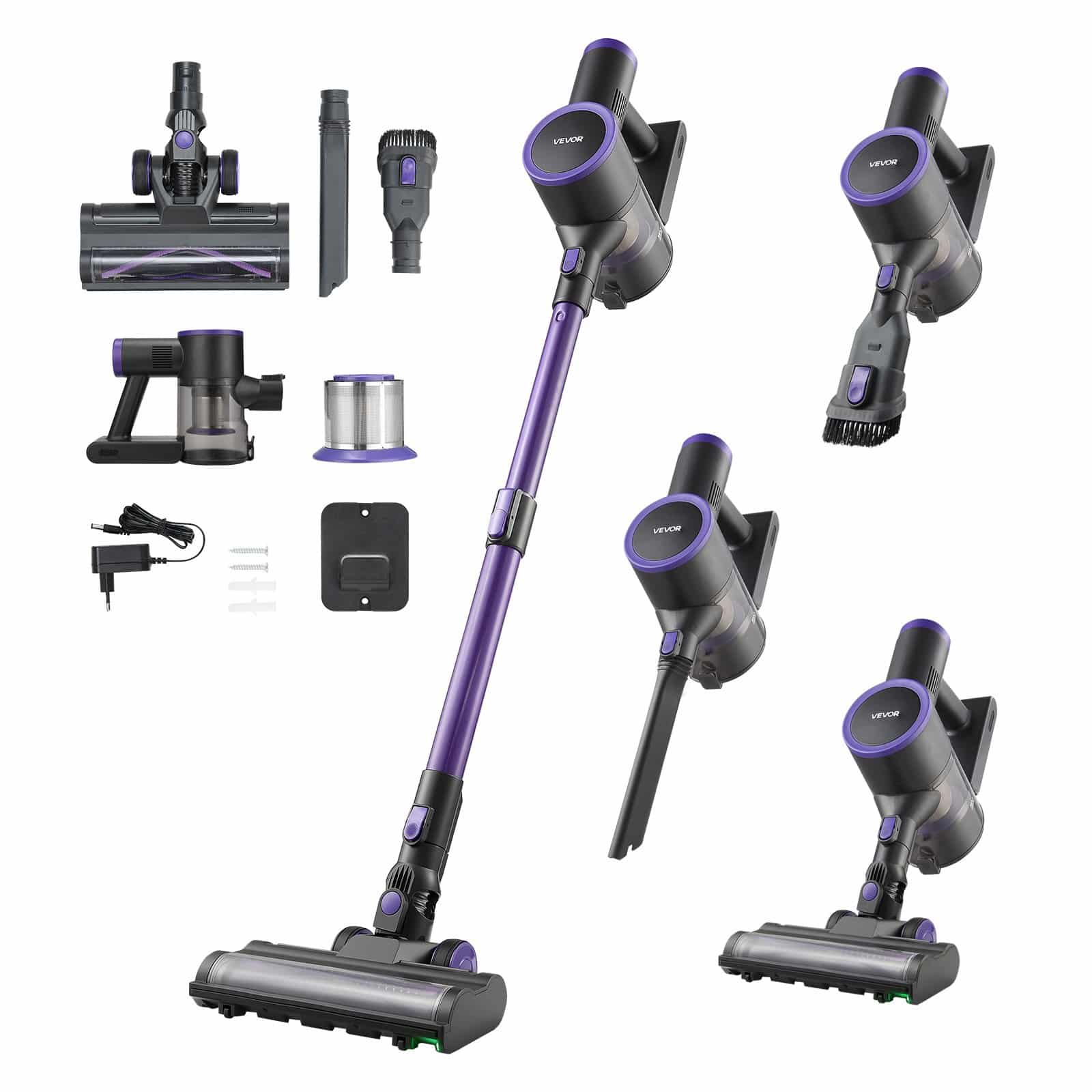 VEVOR Cordless Stick Vacuum Cleaner 25KPA Suction, Anti-Tangle Brush, 35 Min Runtime, Lightweight for Home & Pet Hair