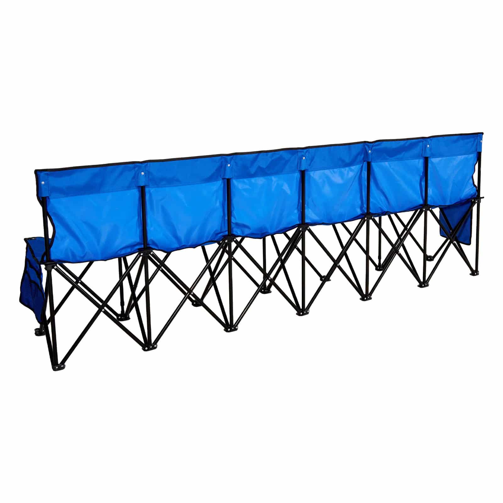VEVOR 6-Seat Portable Folding Sports Bench with Backrest, Side Pockets & Carry Bag, 240x45x82 cm, Blue, for Outdoor Events — изображение 10