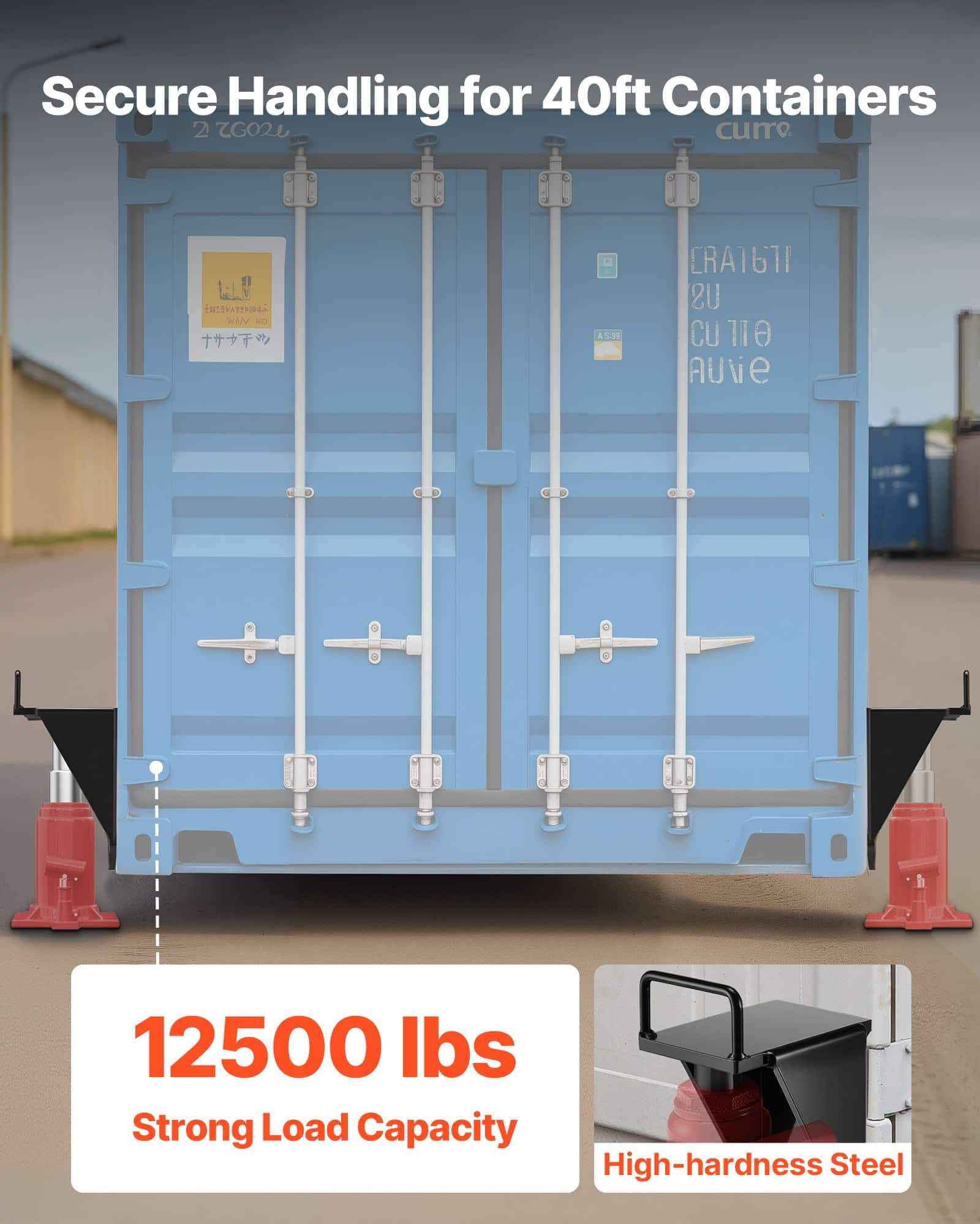 Container Booster VEVOR Heavy-Duty Container Jack Lug Set, 2-Pack, 5670 kg Load, Steel U ...