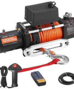 VEVOR електрична лебідка 12V, 5400кг, синтетичний трос 9.1мм x 23м, бездротовий/дротовий пульт, IP55, для SUV, джипів, причепів, човнів