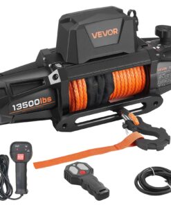 VEVOR електрична лебідка 6100 кг 12V з синтетичним тросом 9.5 мм x 28 м, бездротове/провідне керування, IP67, для буксирування SUV/вантажівок/човнів