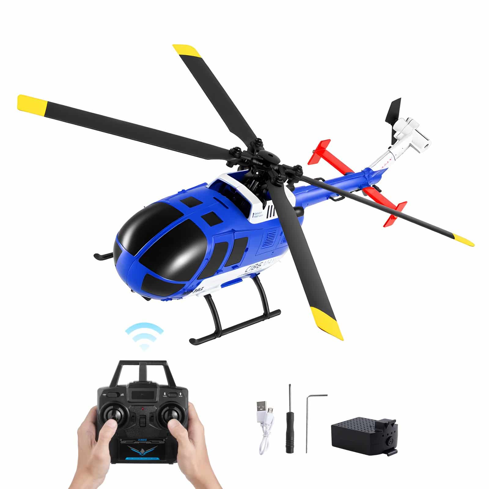 VEVOR 2.4GHz 4-Propeller RC Helikopters ar LED, 6-Axis žiroskops, vienas atslēgas pacelšanās, Rotaļlietu plakne iesācējiem & bērniem 8+ (diapazons 70m)