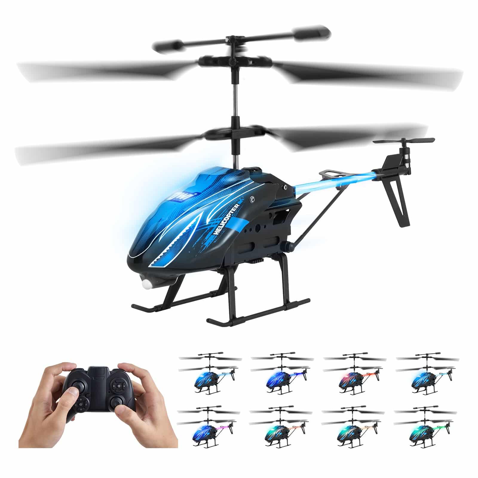 VEVOR RC helikopters ar LED apgaismojumu, 3.5 kanāli, 2.4GHz tālvadība, 16 min lidojums, bērniem no 8 gadiem, iekštelpām/ārpustelpām