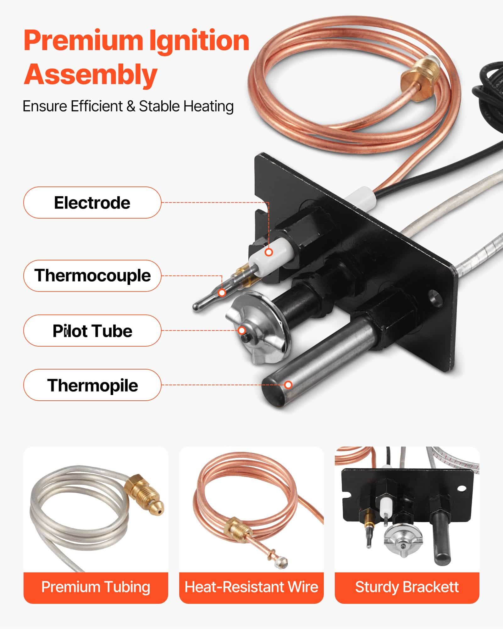 VEVOR Gas Pilot Ignition Assembly for Fireplaces, Natural Gas & LPG, Fits Majestic, Vermont Castings & More, OEM Replacement – Paveikslėlis 2