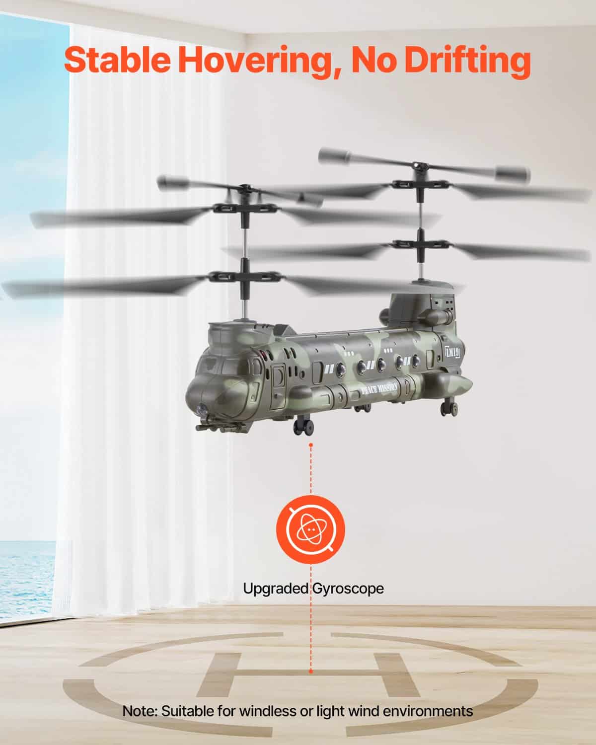 VEVOR RC Military Helicopter Toy, 2.4GHz, 3.5-Channel, LED Lights, 20 Min Flight, One-Key Control, for Kids 8+ — attēls 3