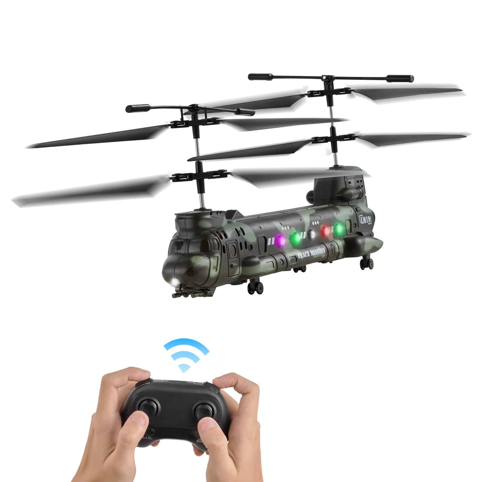 VEVOR RC militārais helikopters bērniem, 2.4GHz, 3.5 kanāli, LED gaismas, 20 min lidojums, vienas pogas vadība, 8+ gadi