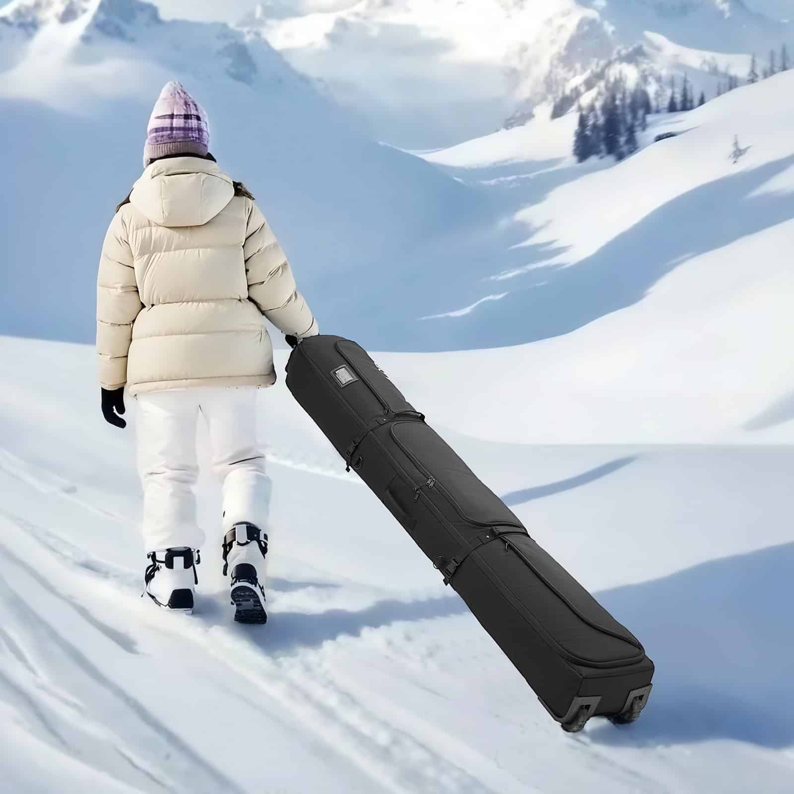 VEVOR Ski Roller Bag 190 cm, Padded Waterproof Snowboard Bag with Wheels & Straps for Air Travel, Fits Skis, Gear, Helmet - Black - Зображення 8