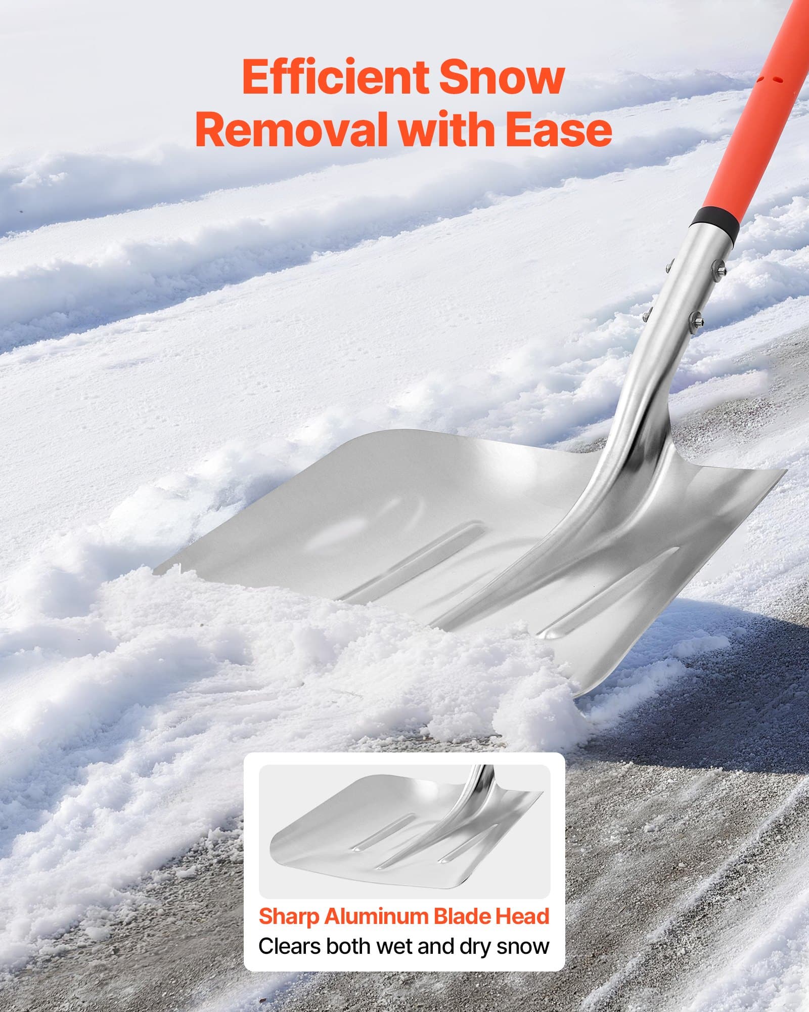 VEVOR 35cm Aluminum Snow Shovel with D-Grip Handle – Lightweight, Durable Snow Removal Tool for Driveways, Cars & Camping — изображение 2