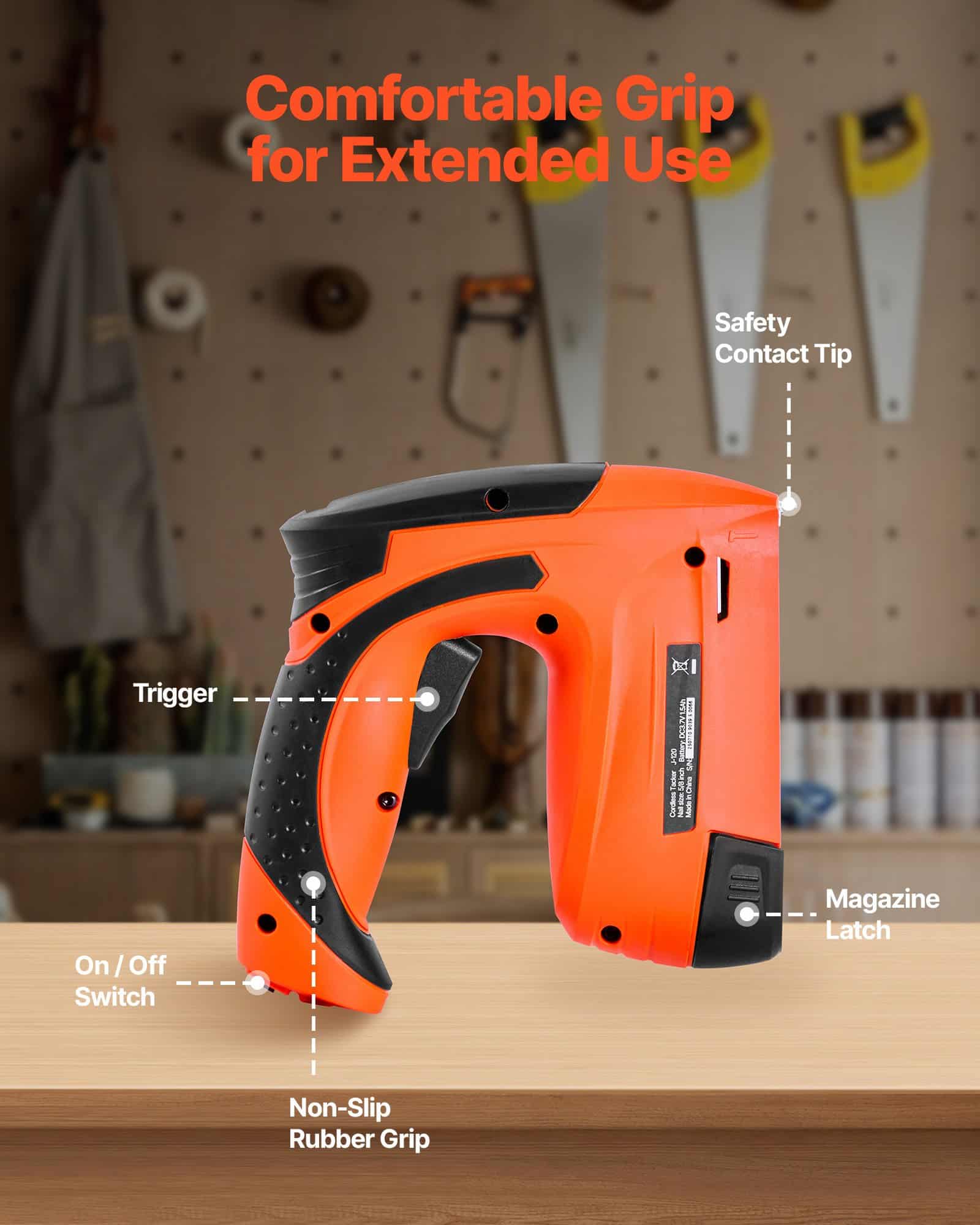 VEVOR Cordless 2-in-1 Brad Nailer & Staple Gun, 18GA, 15mm Nails & 6–14mm Staples, Battery Powered, for Woodworking & DIY - Зображення 5