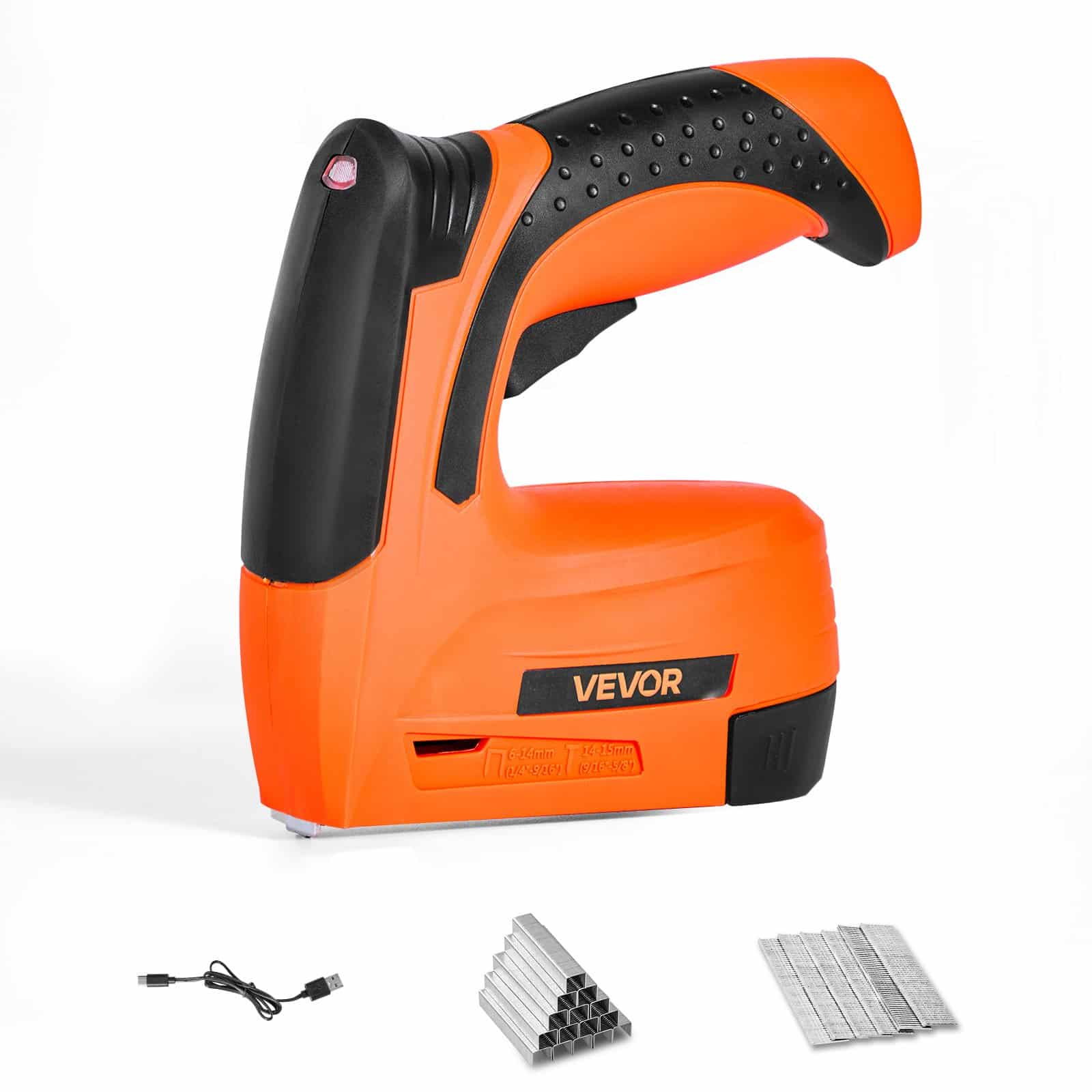 VEVOR Бездротовий 2-в-1 Brad Nailer & Staple Gun, 18GA, 15 мм Цвяхи & 6 thes14mm Скоби, акумуляторні, для деревообробки & DIY
