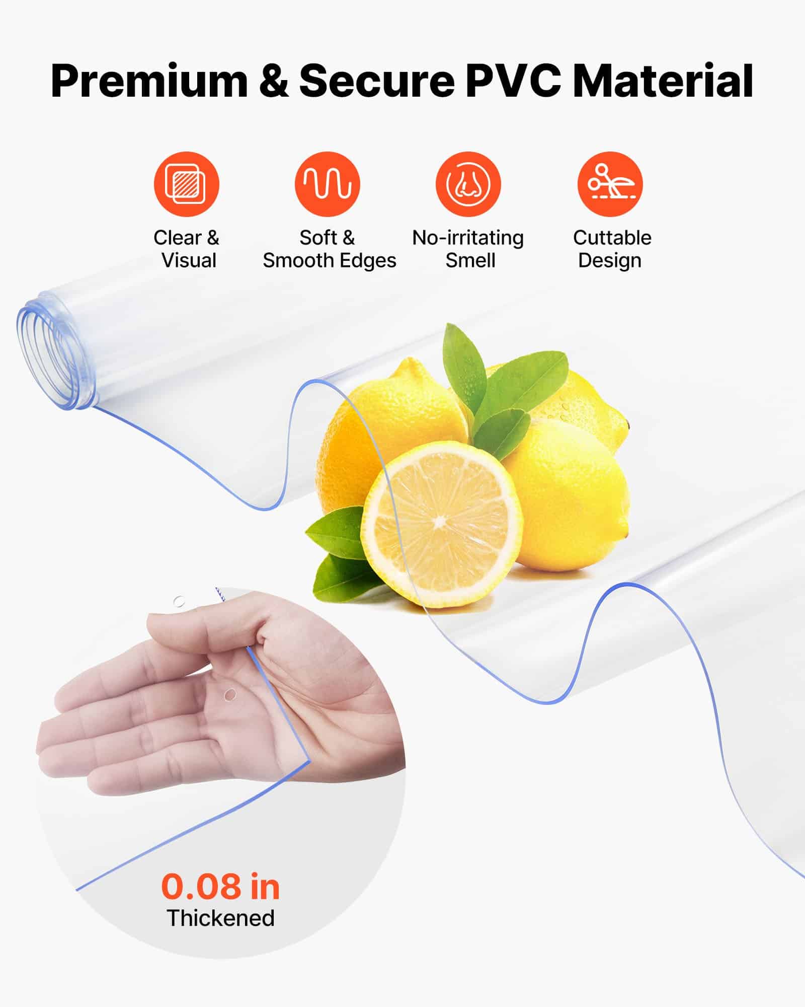 VEVOR Clear PVC Strip Curtain 2.1x1.2 m, 2 mm Thick, 8PCS Thermal Insulated Door Strips for Freezer, Garage, Warehouse — attēls 5