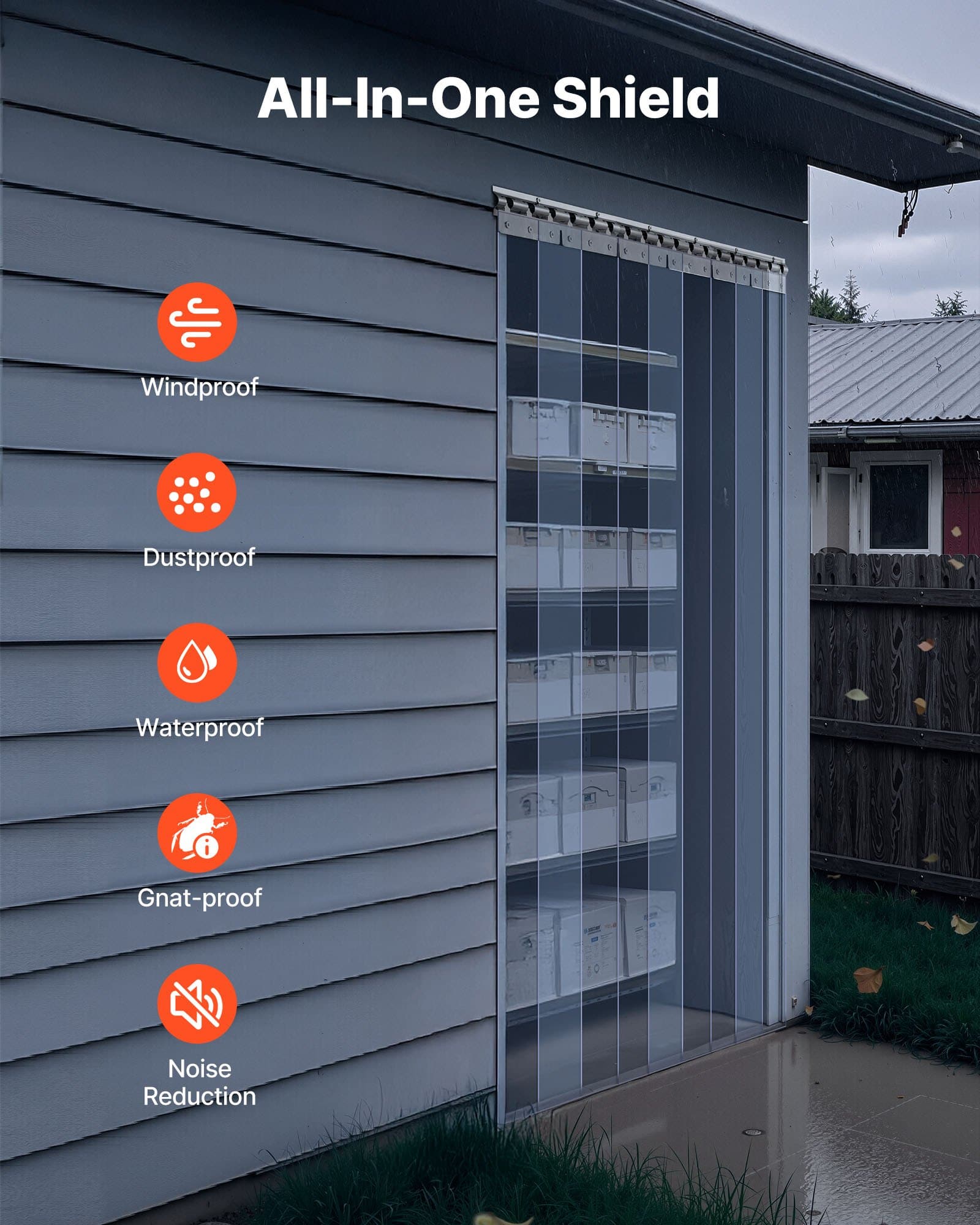 VEVOR Clear PVC Strip Curtain 2.1x1.2 m, 2 mm Thick, 8PCS Thermal Insulated Door Strips for Freezer, Garage, Warehouse — attēls 6