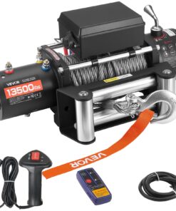 VEVOR електрична лебідка 6100 кг, 12V DC, сталевий трос 9,5 мм x 24 м, IP55, бездротовий/провідний пульт, для авто, причепів, човнів