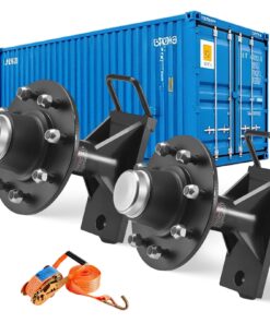 VEVOR smagās kravas 8 skrūvju konteinera riteņu komplekts ar asi, pārvieto 6–12 m konteinerus, 4000 kg kapacitāte, melns
