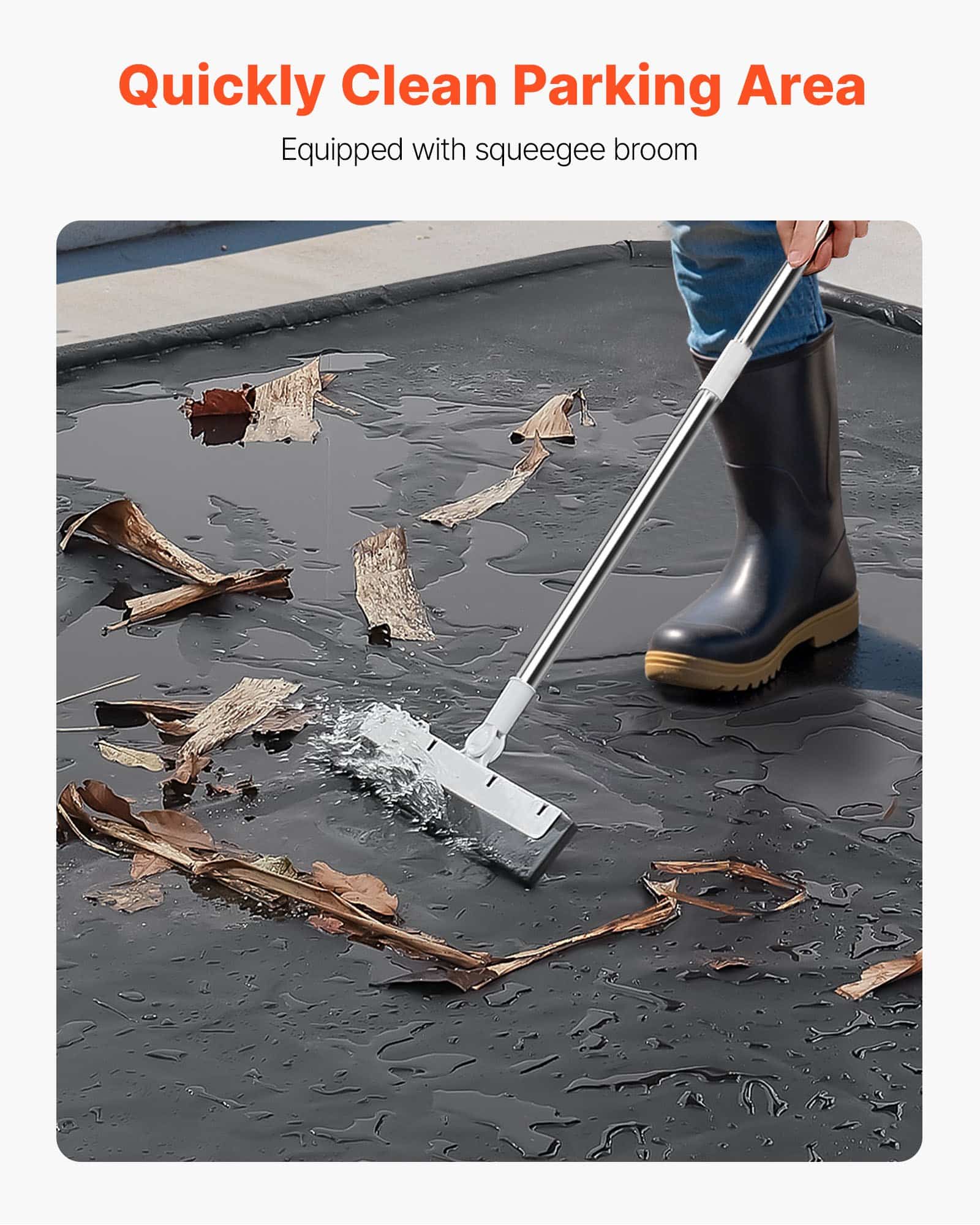 VEVOR 2.6x6.1 m PVC Garage Containment Mat with Squeegee, Waterproof Non-Slip Floor Protector for Cars, SUVs, Trucks, Black - Image 6