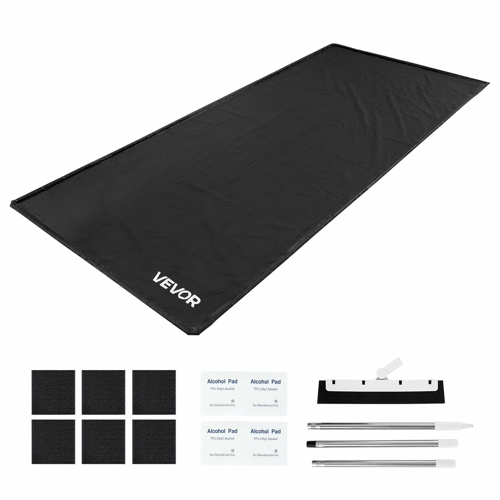 VEVOR 2.6x6.1 m PVC Garage Containment Mat with Squeegee, Waterproof Non-Slip Floor Protector for Cars, SUVs, Trucks, Black - Image 9