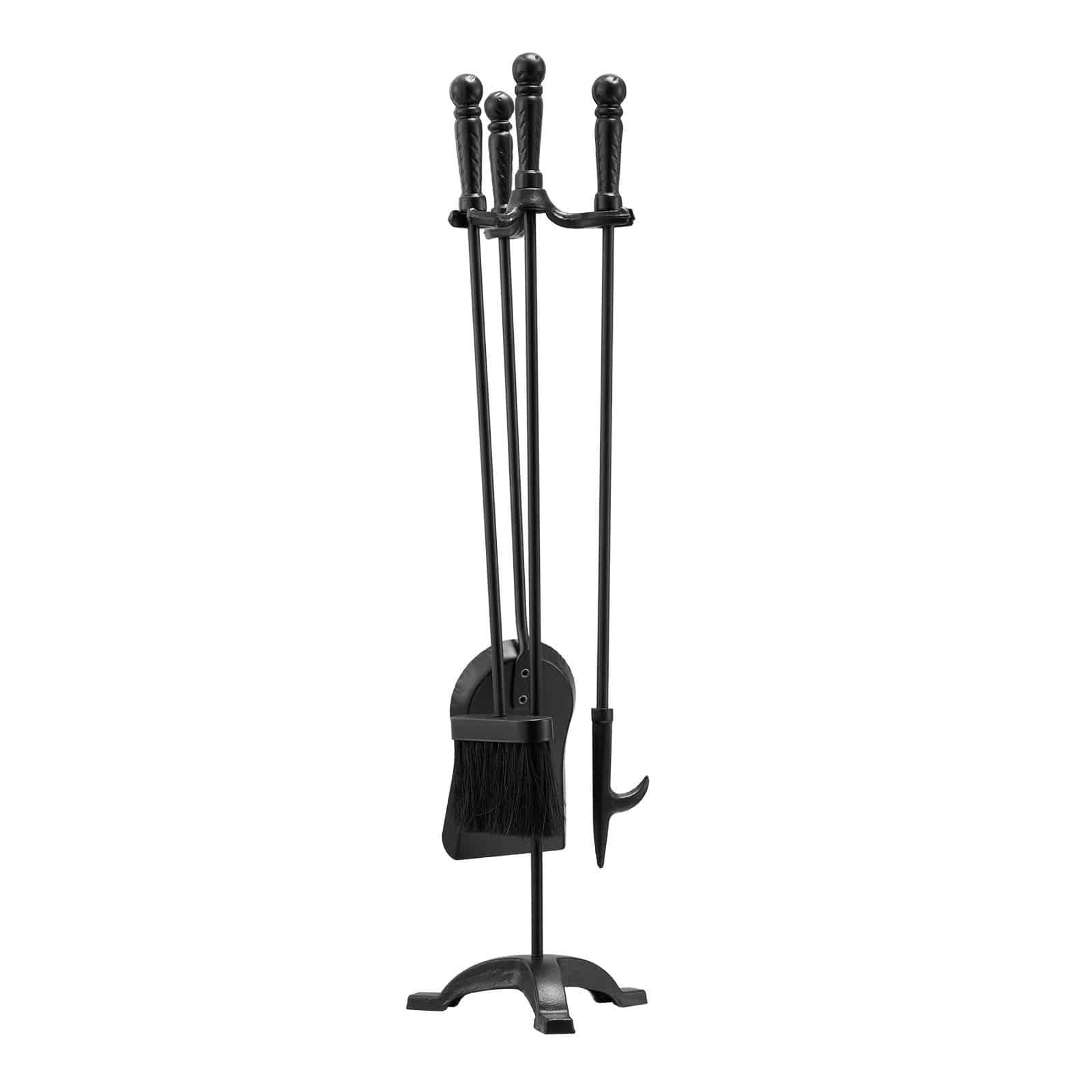 VEVOR 4-Piece Wrought Iron Fireplace Tool Set with Stand – Poker, Shovel, Brush – Indoor/Outdoor Fire Pit Accessories, 75 cm, Black - Pilt 11
